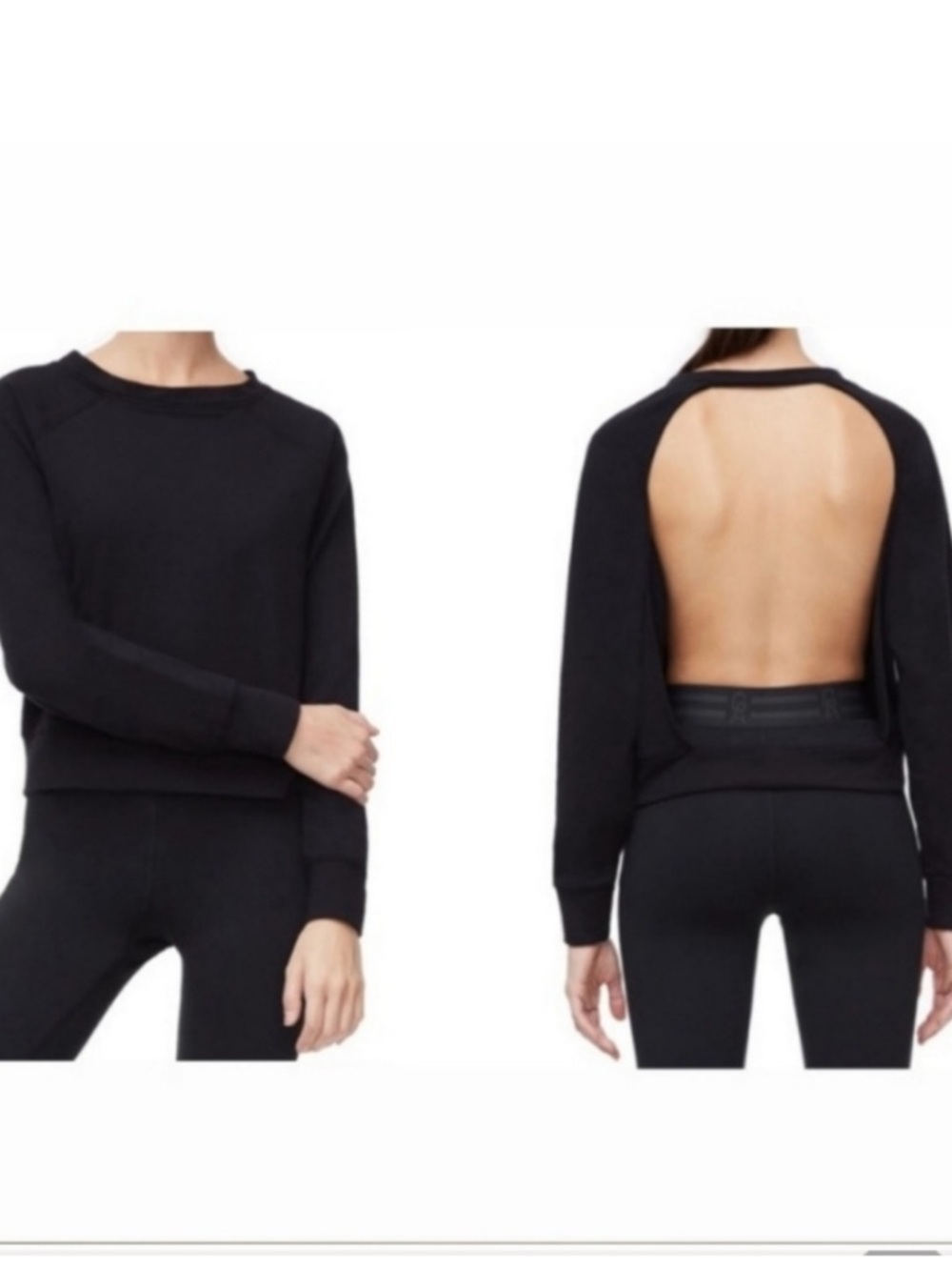 Good American Black Open-Back Pullover